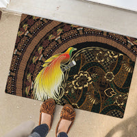Papua New Guinea and Indonesia Batik Rubber Doormat Bird of Paradise with Tribal Batik Patterns