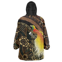 Papua New Guinea and Indonesia Batik Wearable Blanket Hoodie Bird of Paradise with Tribal Batik Patterns