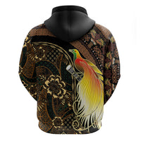 Papua New Guinea and Indonesia Batik Zip Hoodie Bird of Paradise with Tribal Batik Patterns