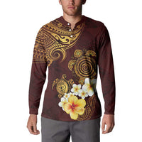 Polynesian Turtle Button Sweatshirt Plumeria Hibiscus Pattern Oxblood LT03 - Polynesian Pride