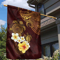 Polynesian Turtle Garden Flag Plumeria Hibiscus Pattern Oxblood LT03 - Polynesian Pride