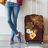 Polynesian Turtle Luggage Cover Plumeria Hibiscus Pattern Oxblood
