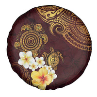 Polynesian Turtle Spare Tire Cover Plumeria Hibiscus Pattern Oxblood LT03 - Polynesian Pride