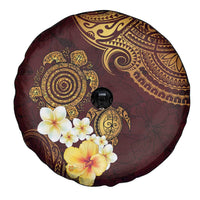 Polynesian Turtle Spare Tire Cover Plumeria Hibiscus Pattern Oxblood LT03 - Polynesian Pride