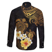 Polynesian Turtle Family Matching Off Shoulder Maxi Dress and Hawaiian Shirt Plumeria Hibiscus Pattern Black Color LT03 - Polynesian Pride