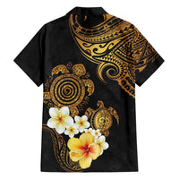 Polynesian Turtle Family Matching Summer Maxi Dress and Hawaiian Shirt Plumeria Hibiscus Pattern Black Color LT03 - Polynesian Pride