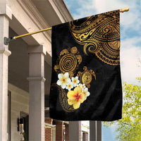 Polynesian Turtle Garden Flag Plumeria Hibiscus Pattern Black Color LT03 House Flag Black - Polynesian Pride