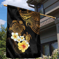 Polynesian Turtle Garden Flag Plumeria Hibiscus Pattern Black Color LT03 - Polynesian Pride