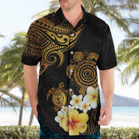 Polynesian Turtle Hawaiian Shirt Plumeria Hibiscus Pattern Black Color LT03 - Polynesian Pride