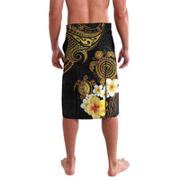 Polynesian Turtle Lavalava Plumeria Hibiscus Pattern Black Color LT03 - Polynesian Pride