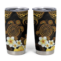 Polynesian Turtle Tumbler Cup Plumeria Hibiscus Pattern Black Color LT03 Black - Polynesian Pride