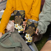 Polynesian Turtle Tumbler Cup Plumeria Hibiscus Pattern Black Color LT03 - Polynesian Pride