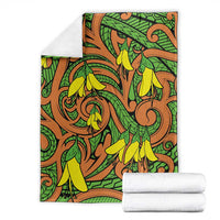 New Zealand Kowhai Flowers Blanket Maori Koru Pattern LT03 - Polynesian Pride