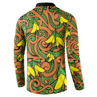 New Zealand Kowhai Flowers Button Sweatshirt Maori Koru Pattern LT03 - Polynesian Pride
