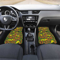 New Zealand Kowhai Flowers Car Mats Maori Koru Pattern LT03 Set 2pcs - Front Orange - Polynesian Pride