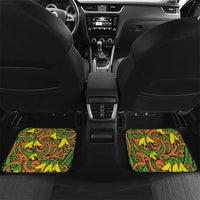 New Zealand Kowhai Flowers Car Mats Maori Koru Pattern LT03 Set 2pcs - Back Orange - Polynesian Pride