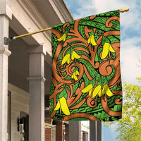 New Zealand Kowhai Flowers Garden Flag Maori Koru Pattern LT03 House Flag Orange - Polynesian Pride