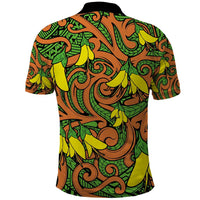 New Zealand Kowhai Flowers Polo Shirt Maori Koru Pattern