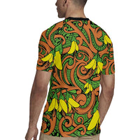 New Zealand Kowhai Flowers Rugby Jersey Maori Koru Pattern
