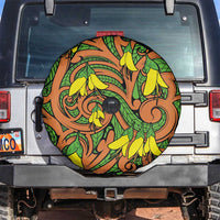 New Zealand Kowhai Flowers Spare Tire Cover Maori Koru Pattern LT03 Orange - Polynesian Pride