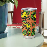 New Zealand Kowhai Flowers Tumbler Cup Maori Koru Pattern LT03 - Polynesian Pride