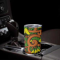 New Zealand Kowhai Flowers Tumbler Cup Maori Koru Pattern LT03 - Polynesian Pride