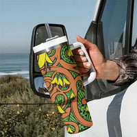 New Zealand Kowhai Flowers Tumbler With Handle Maori Koru Pattern LT03 - Polynesian Pride