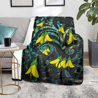New Zealand Kowhai Flowers Blanket Maori Koru Pattern With Paua Shell Style LT03 - Polynesian Pride