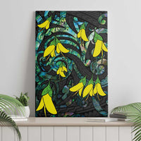 New Zealand Kowhai Flowers Canvas Wall Art Maori Koru Pattern With Paua Shell Style LT03 - Polynesian Pride