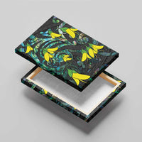 New Zealand Kowhai Flowers Canvas Wall Art Maori Koru Pattern With Paua Shell Style LT03 - Polynesian Pride