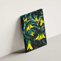 New Zealand Kowhai Flowers Canvas Wall Art Maori Koru Pattern With Paua Shell Style LT03 - Polynesian Pride