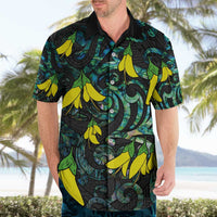 New Zealand Kowhai Flowers Hawaiian Shirt Maori Koru Pattern With Paua Shell Style LT03 - Polynesian Pride