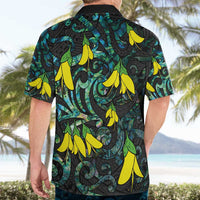 New Zealand Kowhai Flowers Hawaiian Shirt Maori Koru Pattern With Paua Shell Style LT03 - Polynesian Pride