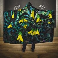 New Zealand Kowhai Flowers Hooded Blanket Maori Koru Pattern With Paua Shell Style LT03 - Polynesian Pride