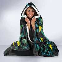 New Zealand Kowhai Flowers Hooded Blanket Maori Koru Pattern With Paua Shell Style LT03 - Polynesian Pride
