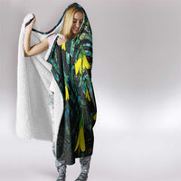 New Zealand Kowhai Flowers Hooded Blanket Maori Koru Pattern With Paua Shell Style LT03 - Polynesian Pride