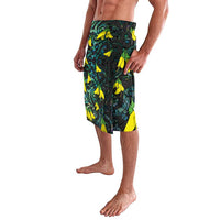 New Zealand Kowhai Flowers Lavalava Maori Koru Pattern With Paua Shell Style LT03 - Polynesian Pride