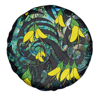 New Zealand Kowhai Flowers Spare Tire Cover Maori Koru Pattern With Paua Shell Style LT03 - Polynesian Pride