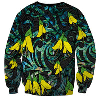 New Zealand Kowhai Flowers Sweatshirt Maori Koru Pattern With Paua Shell Style LT03 - Polynesian Pride