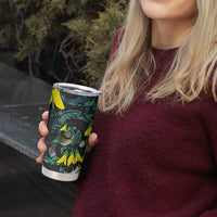 New Zealand Kowhai Flowers Tumbler Cup Maori Koru Pattern With Paua Shell Style LT03 - Polynesian Pride