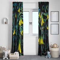 New Zealand Kowhai Flowers Window Curtain Maori Koru Pattern With Paua Shell Style LT03 - Polynesian Pride