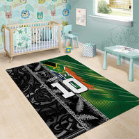 Custom Aotearoa South Africa Rugby Freedom Cup Area Rug Maori Silver Fern Art and Sporty Flag SA - Polynesian Pride