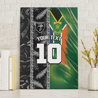 Custom Aotearoa South Africa Rugby Freedom Cup Canvas Wall Art Maori Silver Fern Art and Sporty Flag SA LT03 Without Frame Black - Polynesian Pride