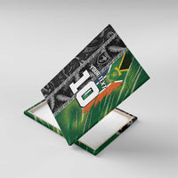 Custom Aotearoa South Africa Rugby Freedom Cup Canvas Wall Art Maori Silver Fern Art and Sporty Flag SA LT03 With Frame Black - Polynesian Pride