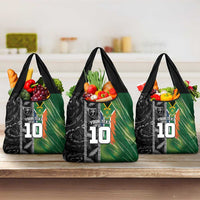 Custom Aotearoa South Africa Rugby Freedom Cup Grocery Bag Maori Silver Fern Art and Sporty Flag SA LT03 3-pack One Size Black - Polynesian Pride