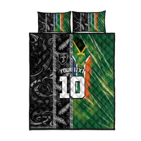 Custom Aotearoa South Africa Rugby Freedom Cup Quilt Bed Set Maori Silver Fern Art and Sporty Flag SA - Polynesian Pride