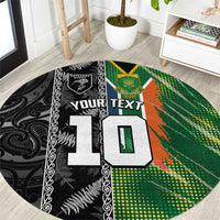 Custom Aotearoa South Africa Rugby Freedom Cup Round Carpet Maori Silver Fern Art and Sporty Flag SA - Polynesian Pride