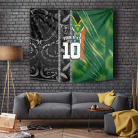 Custom Aotearoa South Africa Rugby Freedom Cup Tapestry Maori Silver Fern Art and Sporty Flag SA - Polynesian Pride