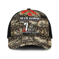 Pearl Harbor Remembrance Day Baseball Net Cap Memories of December 7 with Red Poppy Lei LT03 One Size Black Beige - Polynesian Pride