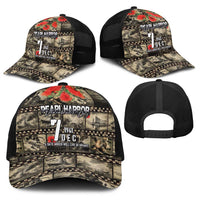 Pearl Harbor Remembrance Day Baseball Net Cap Memories of December 7 with Red Poppy Lei LT03 - Polynesian Pride